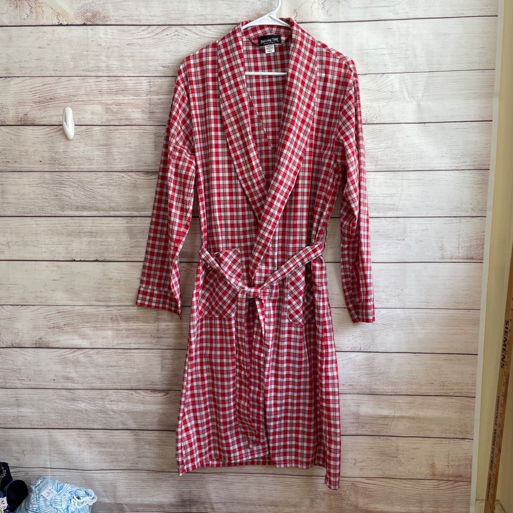 VINTAGE BOTANY 500 RED PLAID ROBE